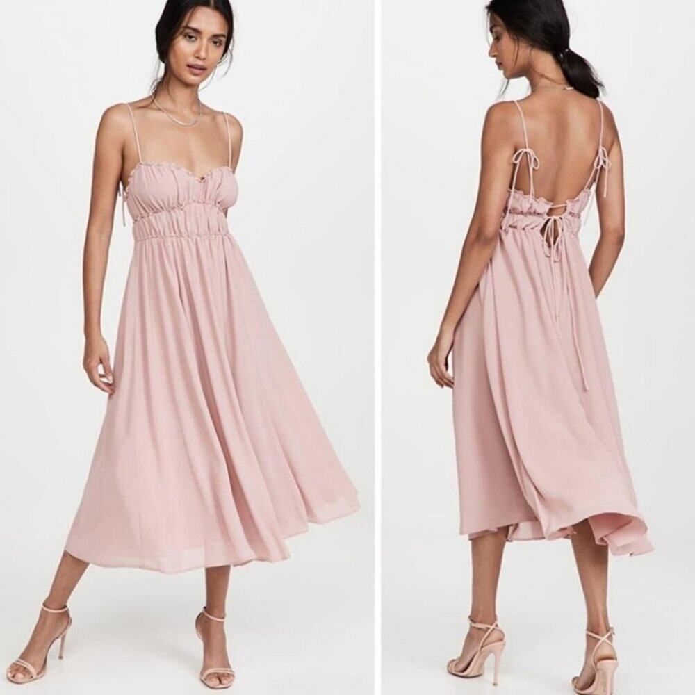 OPT One Pretty Time Blush Pink Gigi Chiffon Dress Strappy Open Back